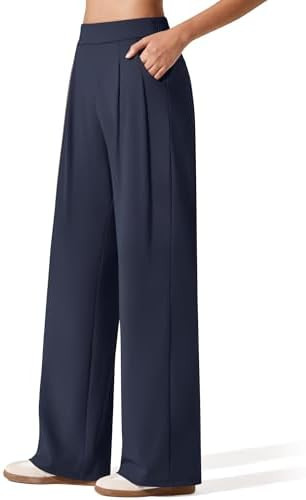 G4Free ShiftReady Women's Wide Leg Yoga Dress Pants High Waist with Pockets | Amazon (US)