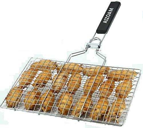 AIZOAM Portable Stainless Steel BBQ Barbecue Grilling Basket for Fish,Vegetables, Shrimp,and Smal... | Amazon (US)
