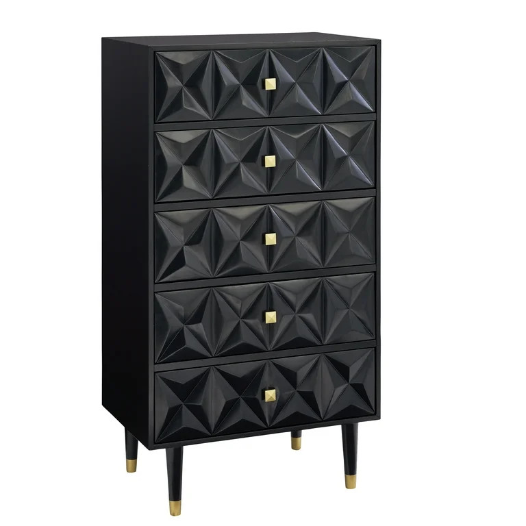 Linon 5-Drawer Geo Texture Chest, Black | Walmart (US)