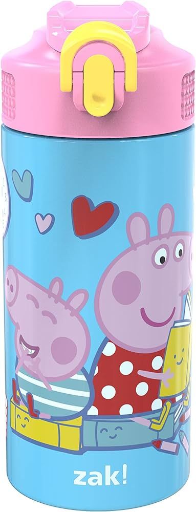 Zak Designs Peppa Pig 14 oz Double Wall Vacuum Insulated Thermal Kids Water Bottle, 18/8 Stainles... | Amazon (US)