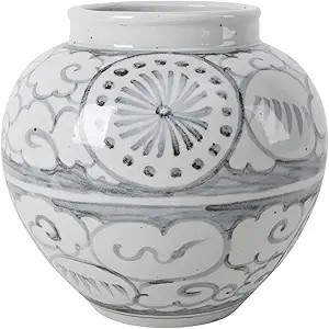 Lily's Living 10 in. Tall Off White Porcelain Ming Ming Vase with Lucky Cloud Motif | Amazon (US)