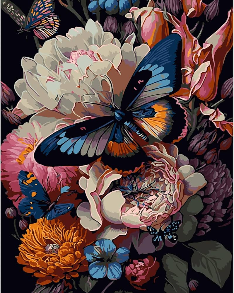 QENSPE Paint by Numbers Kit for Adults,Butterflies and Flowers Paint by Number on Canvas for Begi... | Amazon (US)