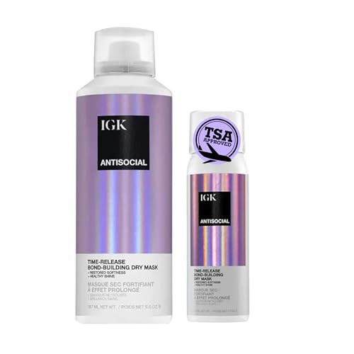 IGK Antisocial Dry Hair Mask – Leave-in Overnight Mask | Hair Bond-Building Treatment for Dry Hair | Overnight Hydration & Shine | Repairs, Softens & Perfect for Extensions | Full + Travel | Amazon (US)