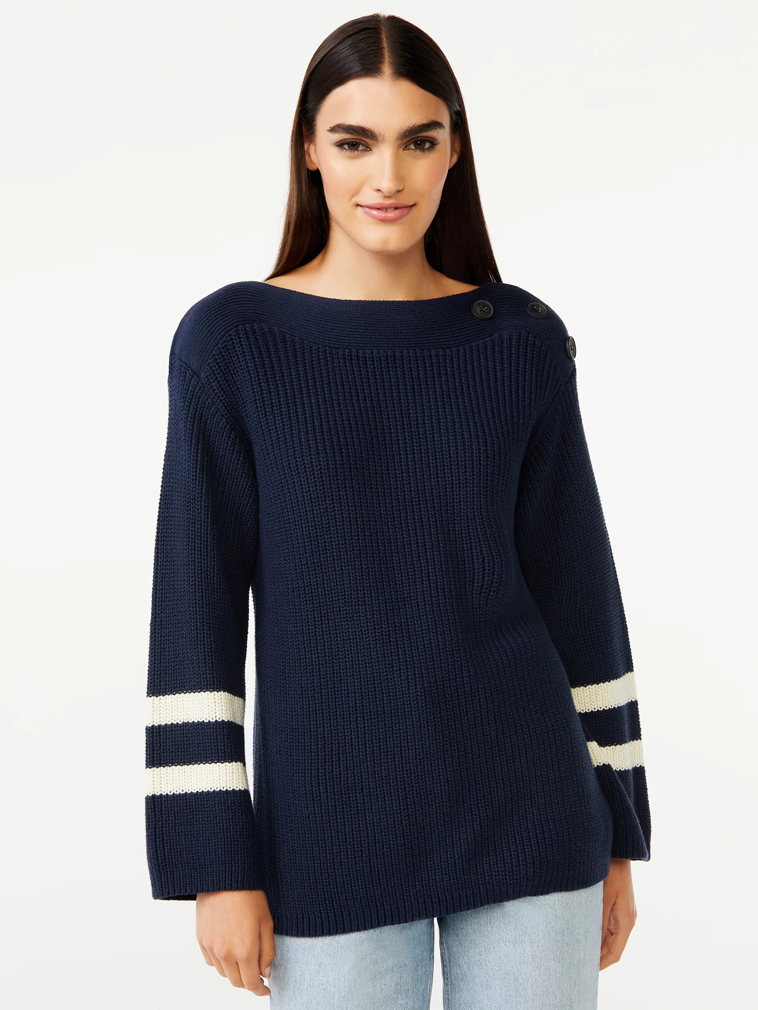 Free Assembly Women's Button Shoulder Sweater | Walmart (US)