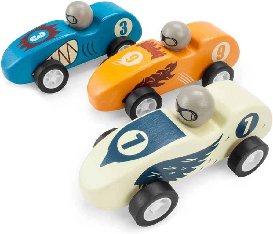Imagination Generation Wooden Wonders Pack of 3 Pull-Back Derby Racers Predators Pack | Amazon (US)