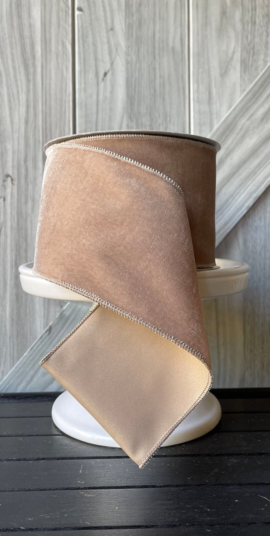 10 yards, 4 Inch Wired Ribbon, Velveteen Ribbon, Mink Velvet Ribbon, Brown Velvet Ribbon, Designe... | Etsy (US)