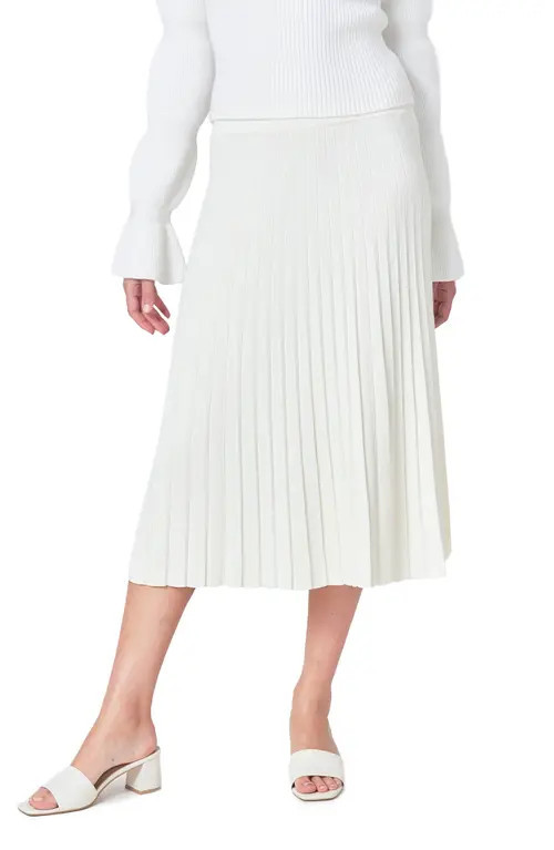 Endless Rose Pleated Knit Skirt in Ivory at Nordstrom, Size Small | Nordstrom