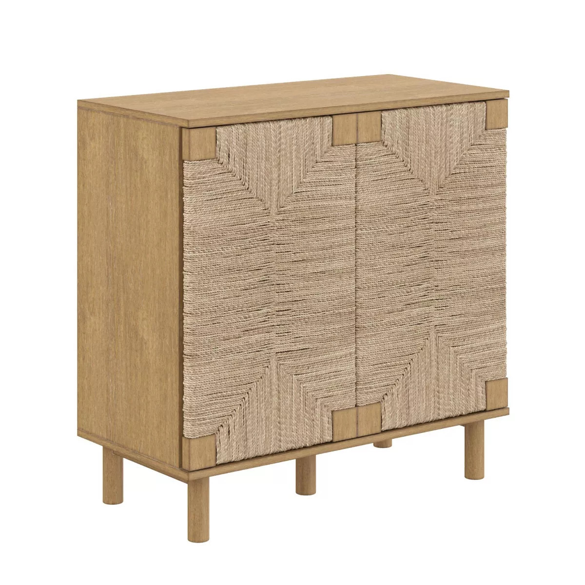 Beacon Wood and Seagrass 2 Door Storage Cabinet Brushed Light Brown/Seagrass - Nathan James: UPC ... | Target