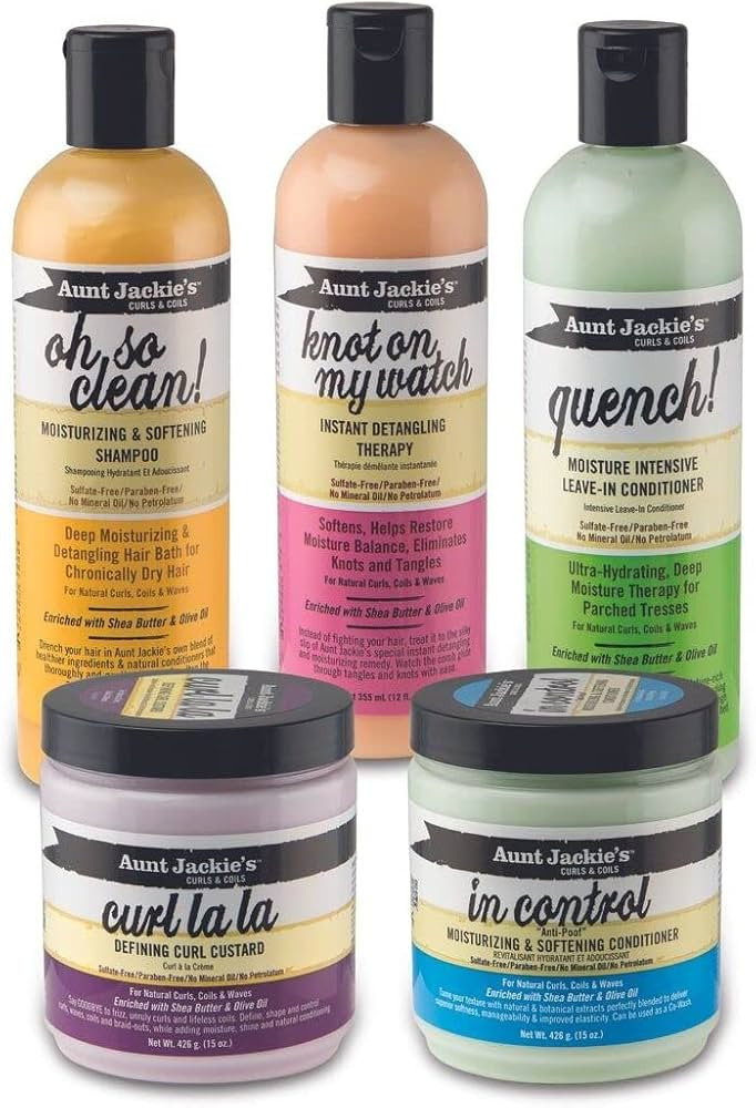 Aunt Jackie's Curls & Coils Bundle, All 5 Products in Collection, Hydrate & Define Hair, Combat Friz | Amazon (US)