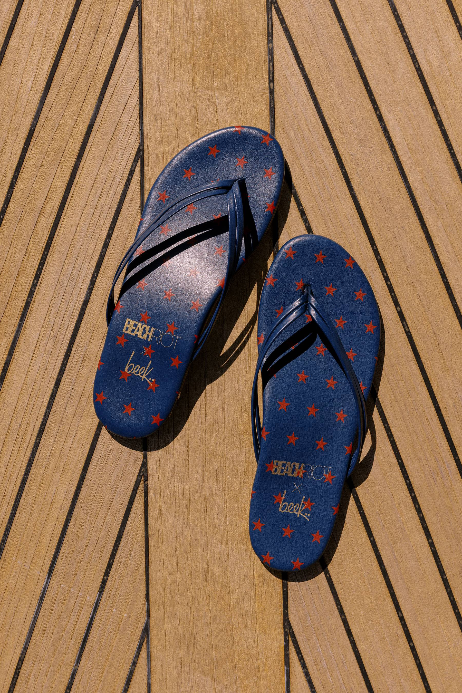 Beach Riot X Beek Beach Bird Sandal Star Spangled Seas | Navy Leather Sandal | Beach Riot | Beach Riot