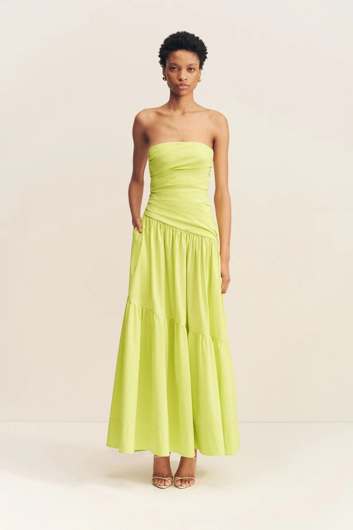 Campbell Strapless Tiered Maxi Dress | Lime | Dresses | Shona Joy | Shona Joy
