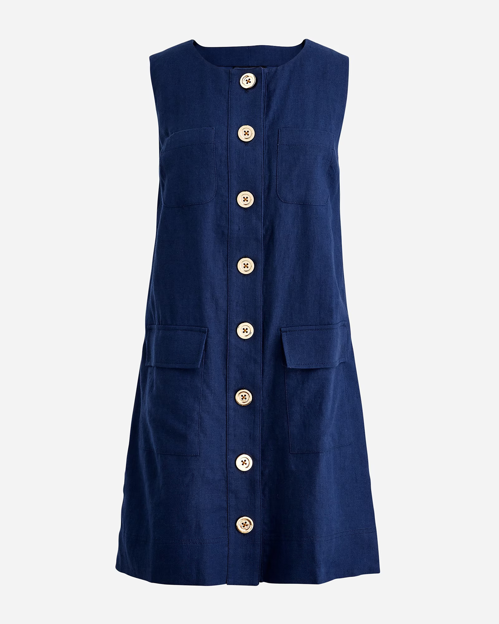 Button-front shift dress in linen | J. Crew US
