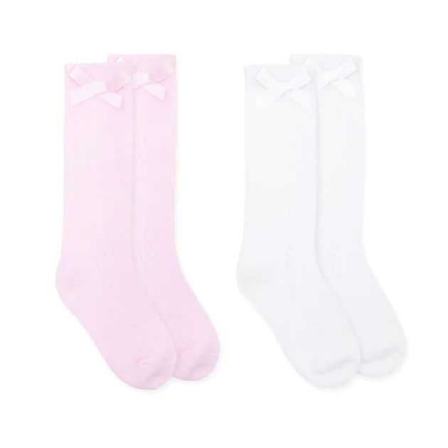 Pointelle Bow Knee High Socks 1 Pair | Classic Whimsy
