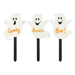 Glitzhome® 15" Halloween Wooden Ghost Yard Stake Set | Michaels | Michaels Stores