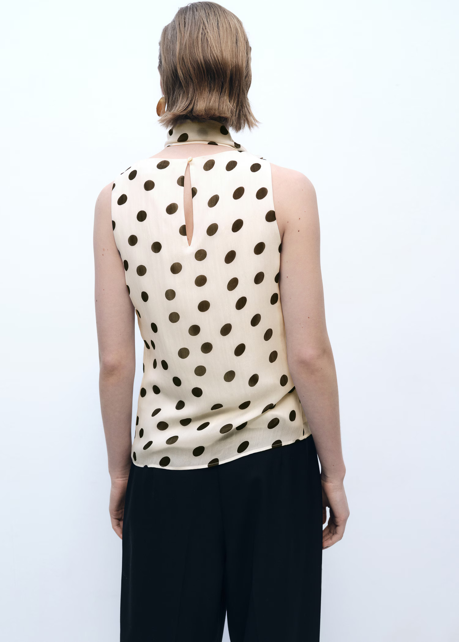 Polka-dot wrap-neck blouse - Women | MANGO USA | Mango (US/MX/AU)