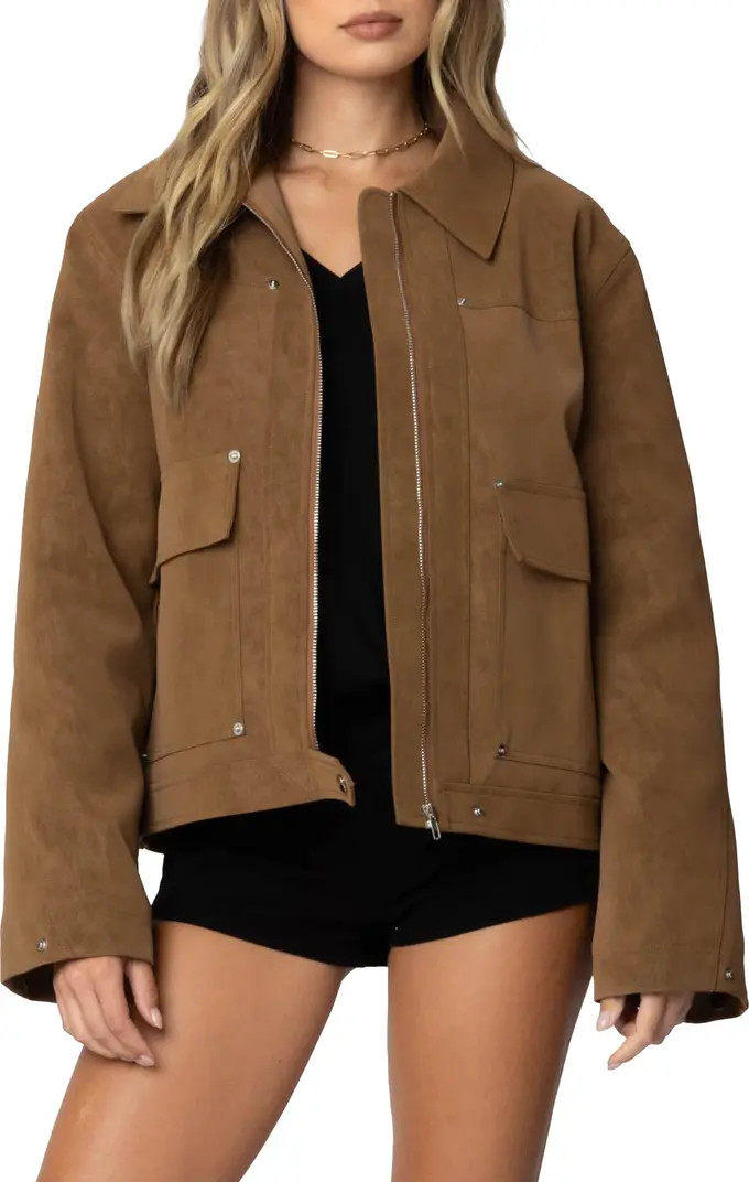 EDIKTED Annabelle Oversize Faux Suede Jacket | Nordstrom | Nordstrom