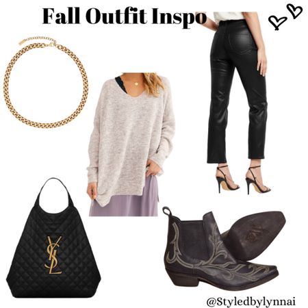 Fall Outfit Inspo 
Fall fashion - fall outfits - sweaters - ysl tote - designer handbag - ankle boots - leather pants - gold jewelry - going out outfit - 

#LTKstyletip #LTKunder100 #LTKshoecrush