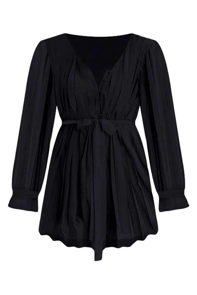 Pretty On Point Black Pleated Romper | Pink Lily