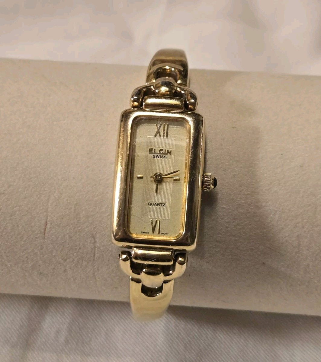 Vtg Elgin Quartz Womens Gold Tone Horse Bit Bracelet Watch New Battery  | eBay | eBay AU