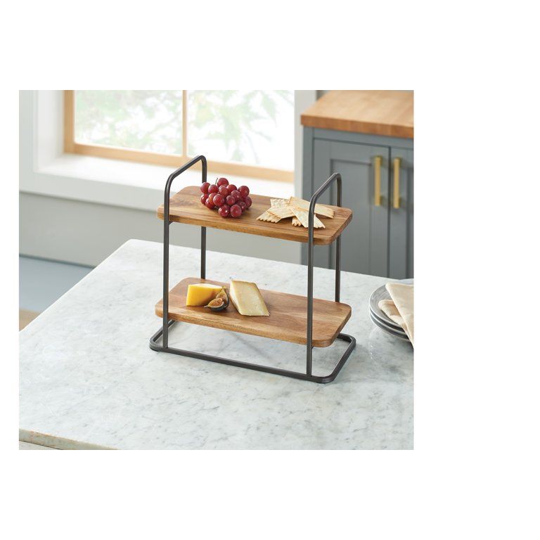 Better Homes & Gardens Industrial Farmhouse Two-Tier Serving Tray Stand | Walmart (US)