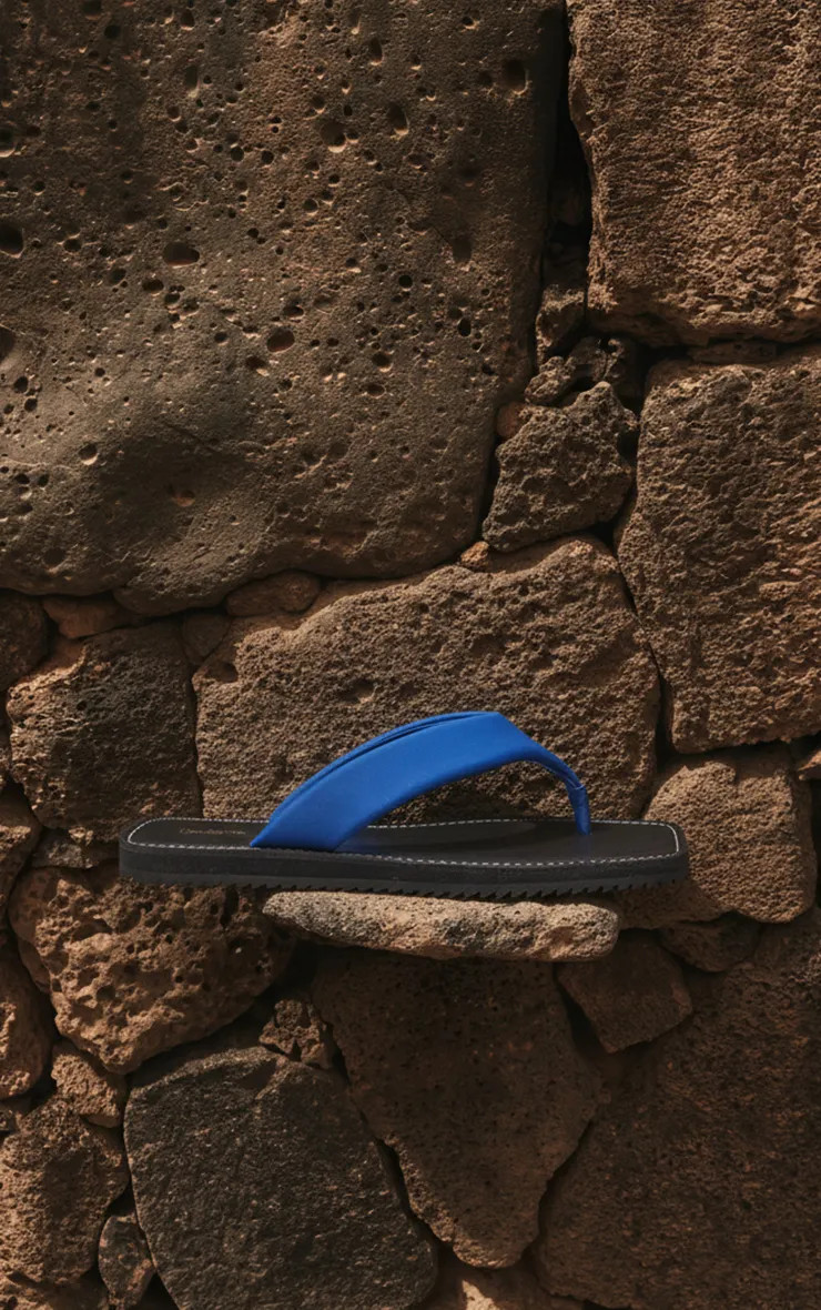 Cobalt Neoprene Padded Toe Thong Sandals | PrettyLittleThing UK