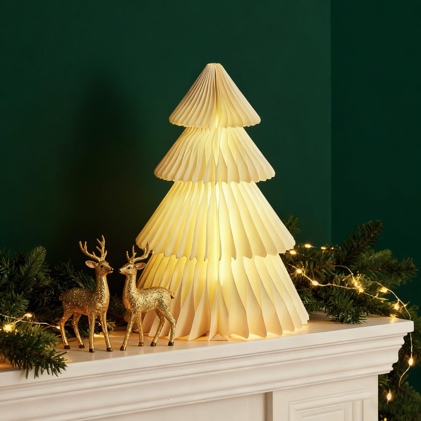 SUNBEAUTY Christmas Party Decorations, Magnetic Design, 15 Inch White Large Paper Christma Tree, ... | Amazon (US)