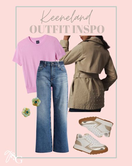 Keeneland outfit inspo // spring outfit idea // pearl trench coat, cashmere sweater, flower earrings, neutral sneakers // ft. Anthropologie, gap, Nordstrom

#LTKfindsunder100 #LTKstyletip #LTKSeasonal