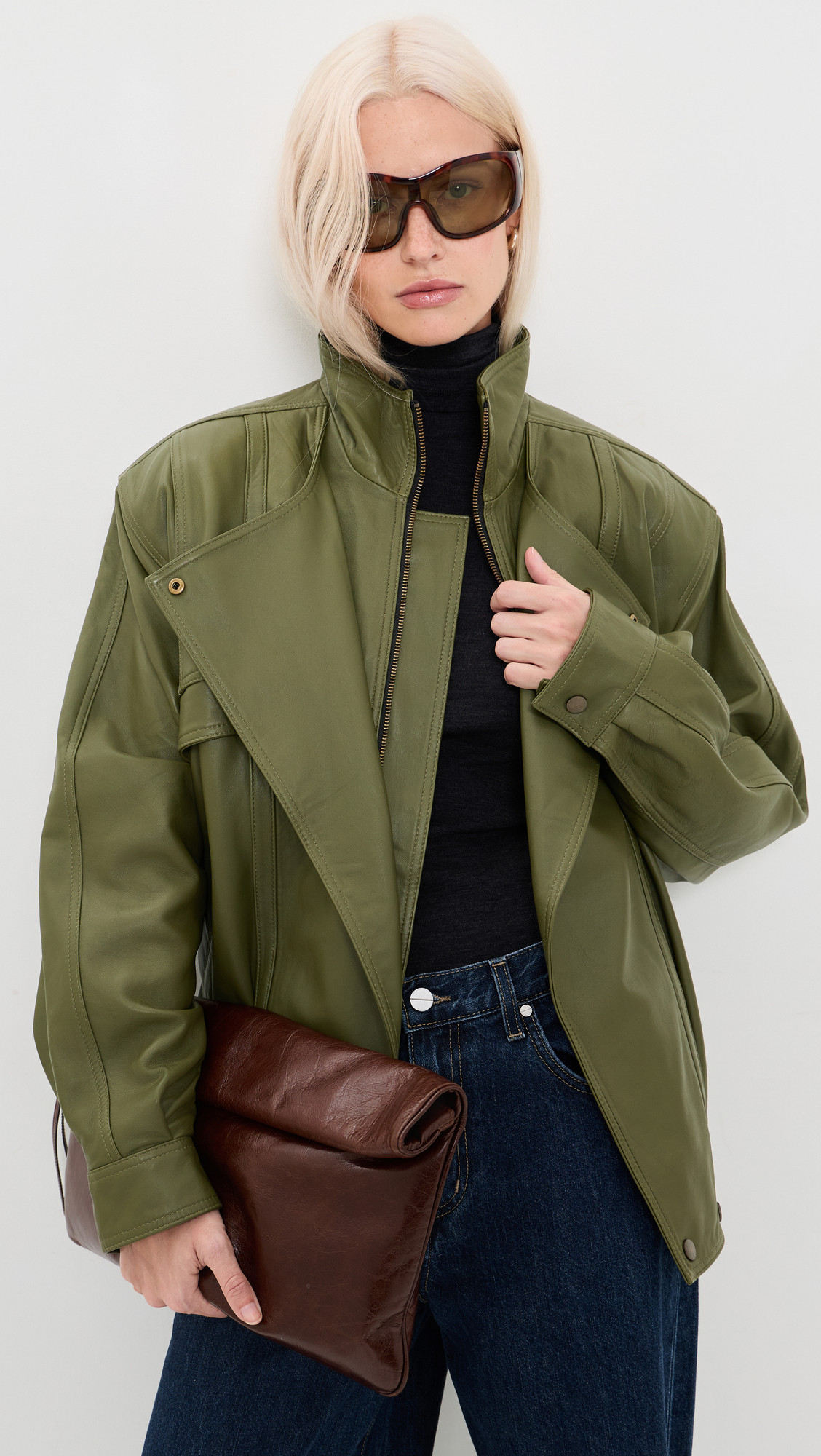 Ronny Kobo Shanaya Leather Jacket Green Dopper L | Shopbop
