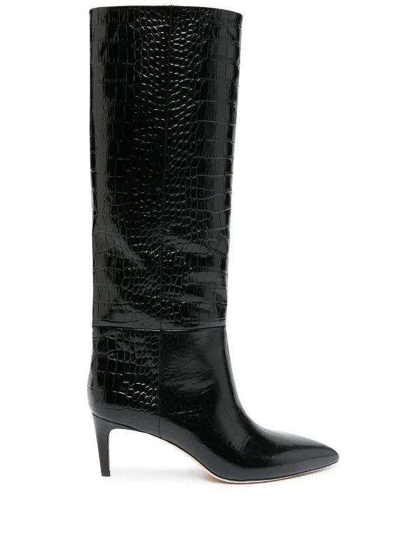 croc-embossed leather boots | Farfetch Global