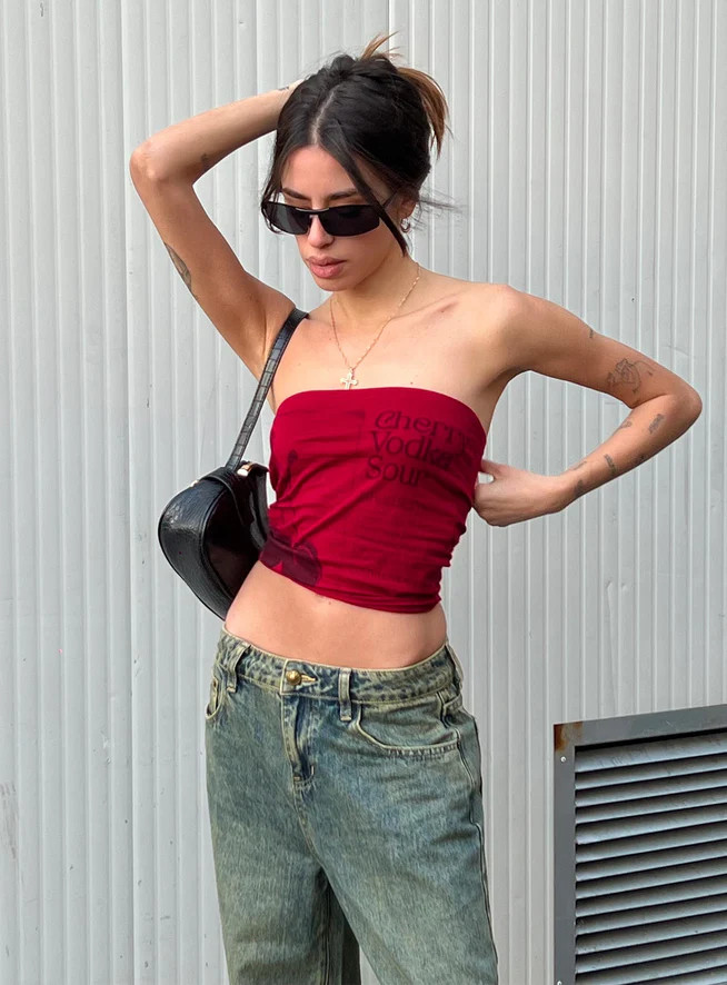 Cherry Sip Tube Top Red | Princess Polly US