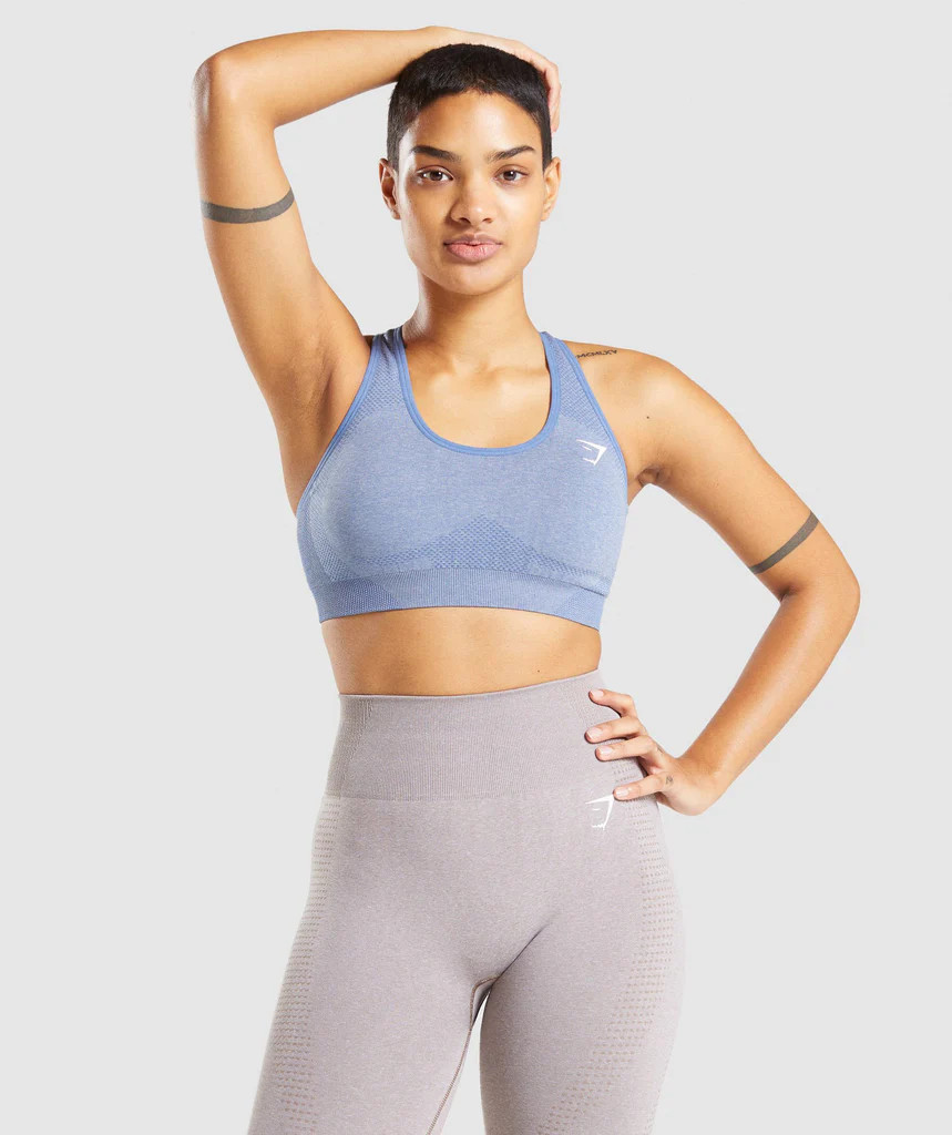 Gymshark Vital Seamless 2.0 Sports Bra - Blue Marl | Gymshark (Global)