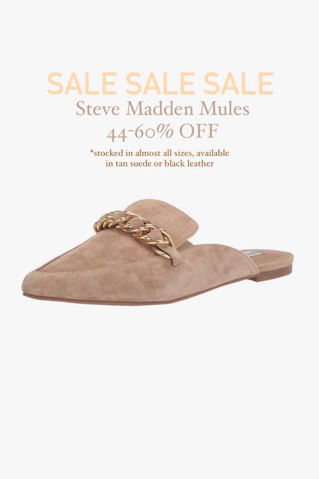 SALE of these Steve Madden mules! I love these and wear them all the time! 44-60% off and stocked in almost all sizes, they’re also available in black leather! 

#LTKfindsunder50 #LTKsalealert #LTKstyletip