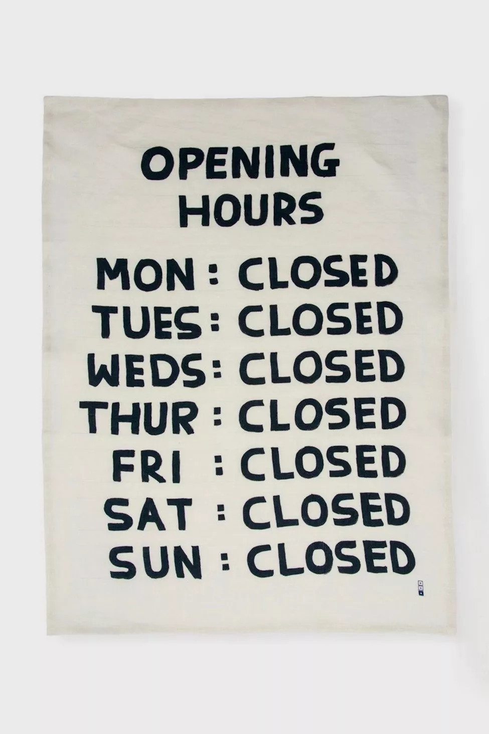 Third Drawer Down Opening Hours Tea Towel x David Shrigley | Urban Outfitters (US and RoW)