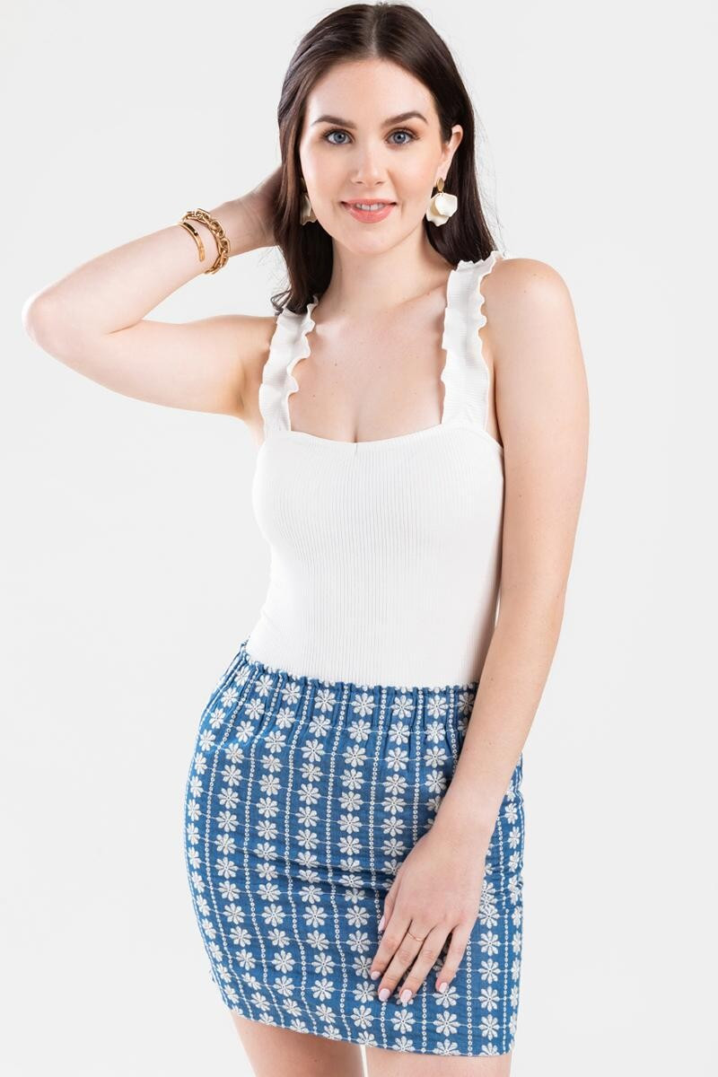 Catie Ruffle Strap Bodysuit | Francesca’s Collections