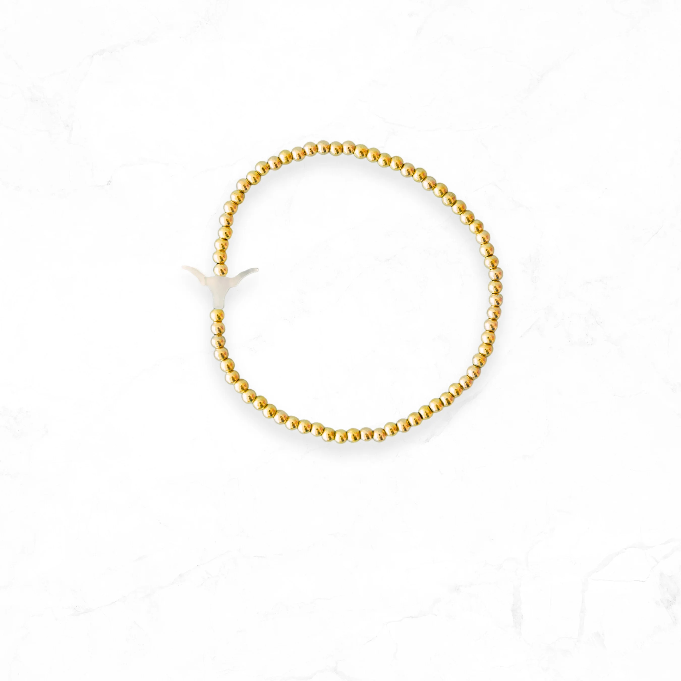 Longhorn Enamel Gold Beaded Bracelet | Golden Thread LLC