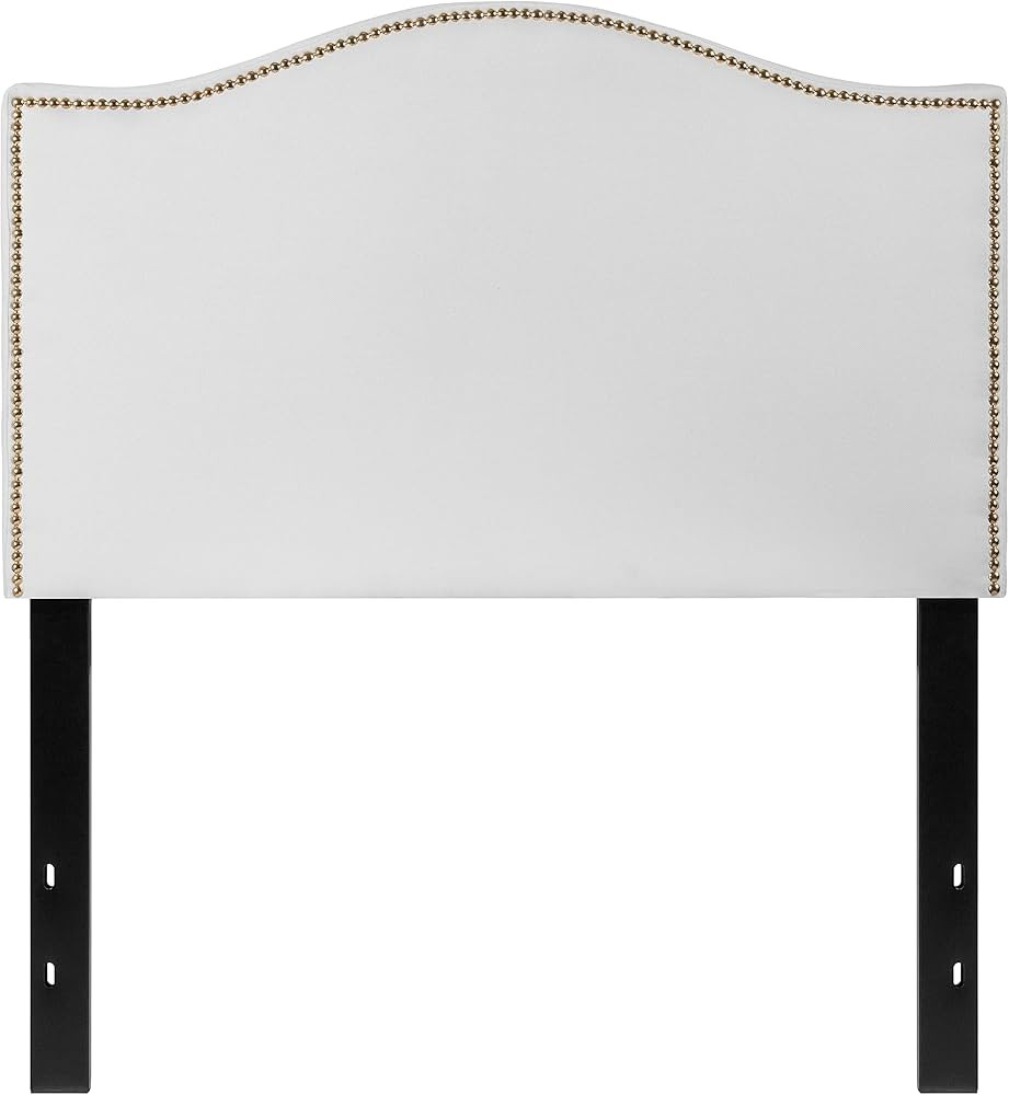 Flash Furniture Lexington Upholstered Twin Size Headboard with Accent Nail Trim in White Fabric | Amazon (US)
