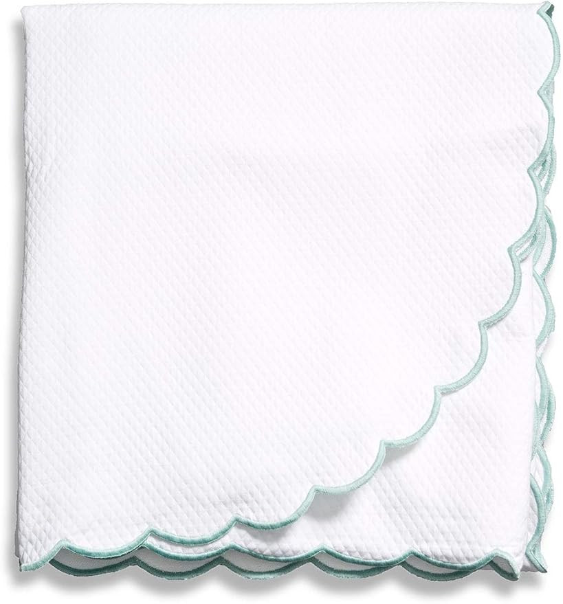 Belle Epoque Traditional Scalloped Embroidered Sheet Set King Green, White/Gree, 4 Piece | Amazon (US)