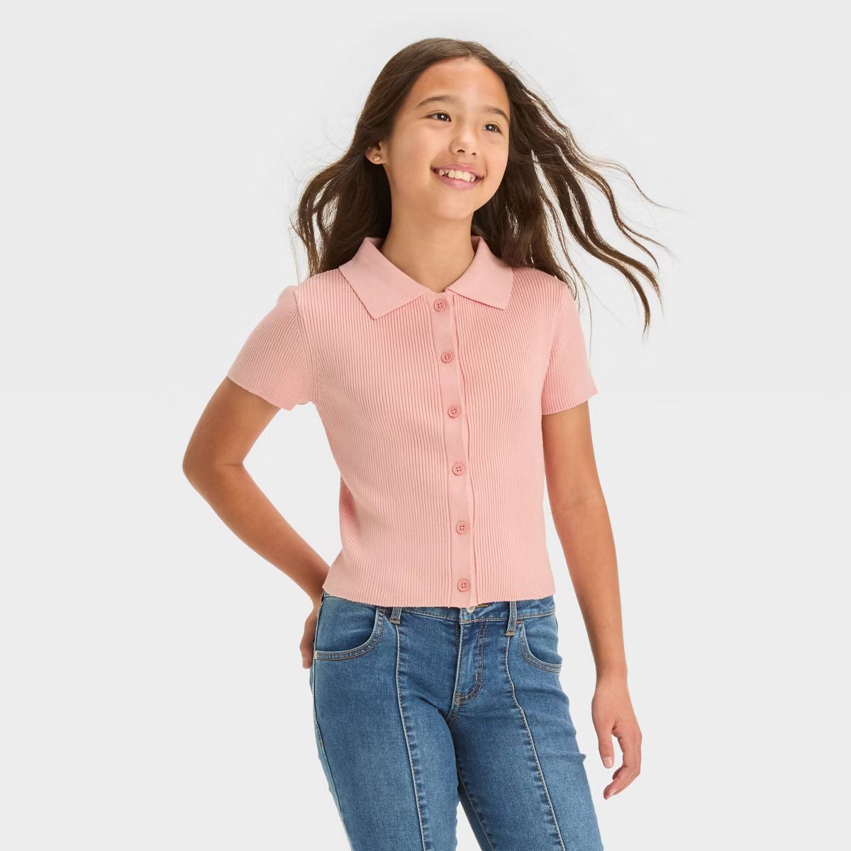 Girls' Short Sleeve Polo Collar Sweater - art class™ | Target