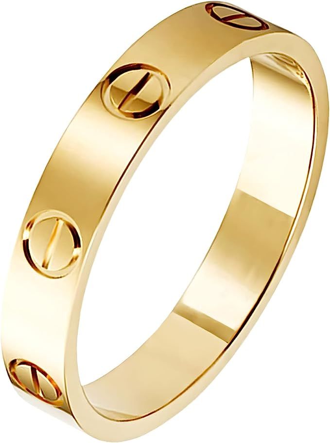 Amazon.com: Love Rings with Screw Design for Women Band Rings Gold 18k Titanium Steel Wedding Rin... | Amazon (US)