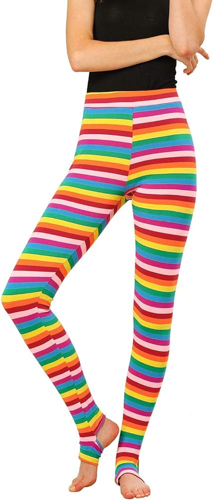 Allegra K Women's Rainbow Leggings Printed High Waist Elastic Waistband Party Yoga Stirrup Pants | Amazon (US)