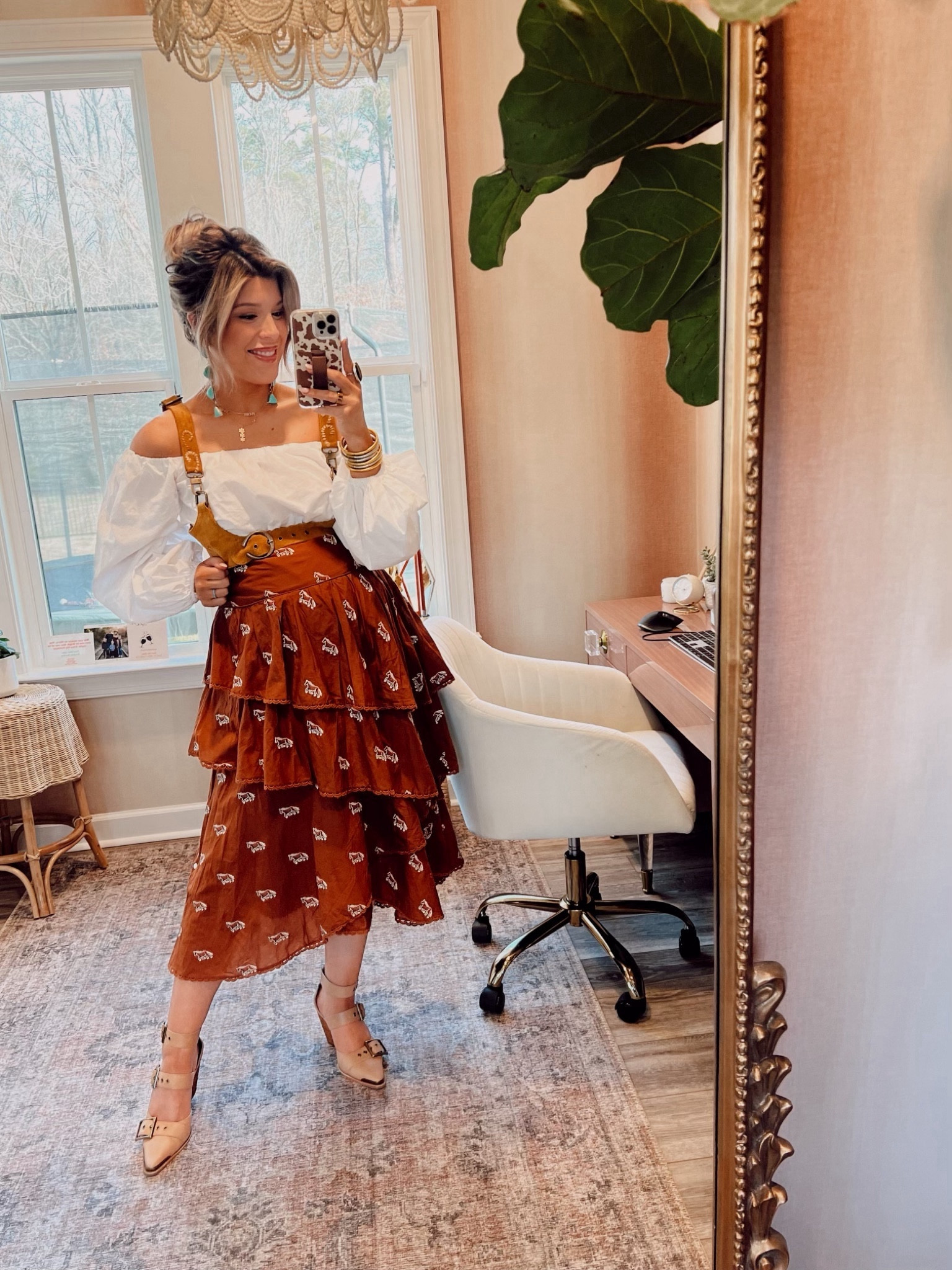 Ootd details
Skirt- old Farm Rio
Top- old Vici 
Shoes- Free People
Harness- Free People 
Earrings- Goldie Lew 
Ring- Goldie Lew
Bracelets- Buddha bangles 
Purse- Chloe  


#LTKbump #LTKshoecrush #LTKstyletip