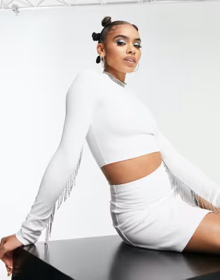 ASYOU rhinestone fringe set in white | ASOS (Global)