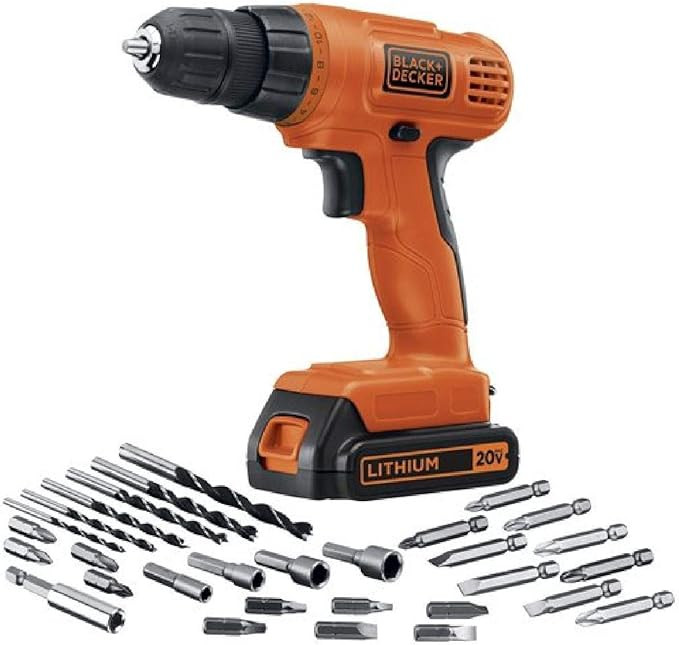 BLACK+DECKER 20V MAX Cordless Drill / Driver with 30-Piece Accessories (LD120VA) | Amazon (US)