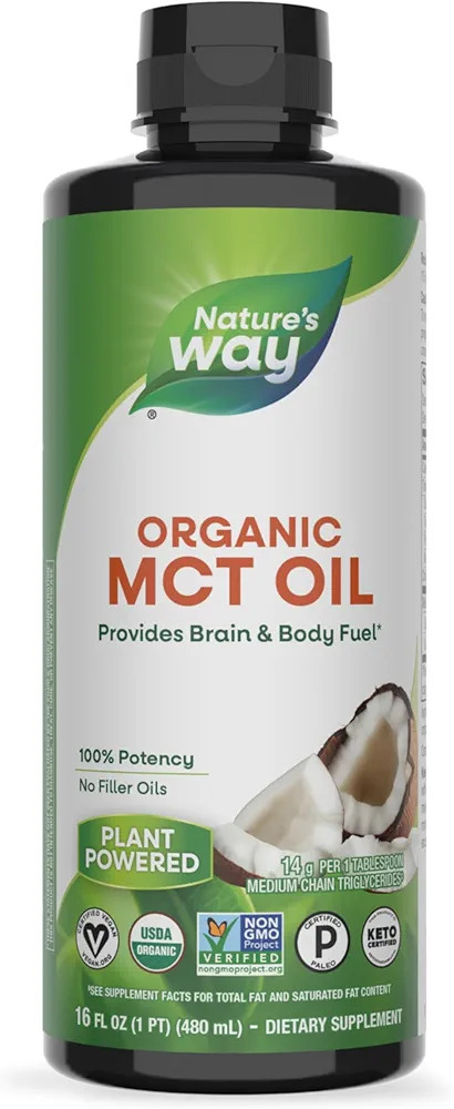 Nature's Way Organic MCT Oil, 16 Fl Oz, Brain and Body Fuel from Coconuts*, C8 Caprylic Acid and ... | Amazon (US)