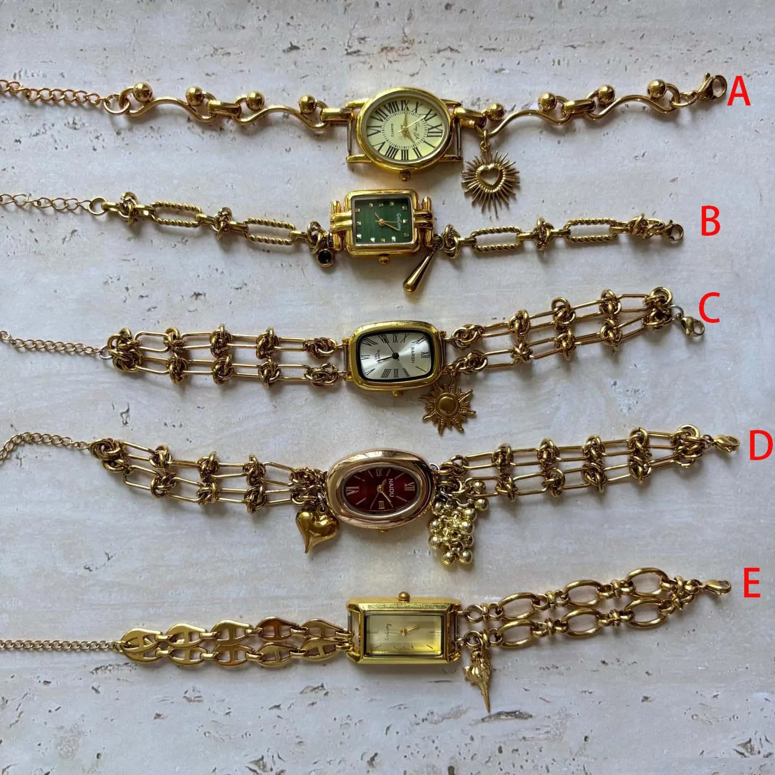 Vintage Gold Charm Watch Bracelet: Retro Charms Chain Bracelet Statement Jewelry - Etsy | Etsy (US)