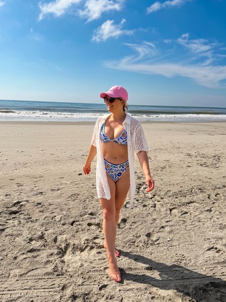 Amazon swim floral high waisted runs on the smaller side - wearing small but could have sized up 
Crochet swim cover up Amazon 
Beach outfit 
Beach style 
Free people baseball hat pink 
Krewe sunglasses and Amazon pair that’s similar for less 

#LTKstyletip #LTKswim #LTKfindsunder50