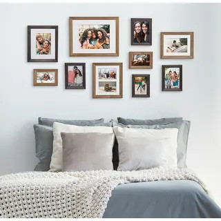 Kate and Laurel Bordeaux 10-piece Wood Gallery Wall Picture Frame Set - Natural | Bed Bath & Beyond
