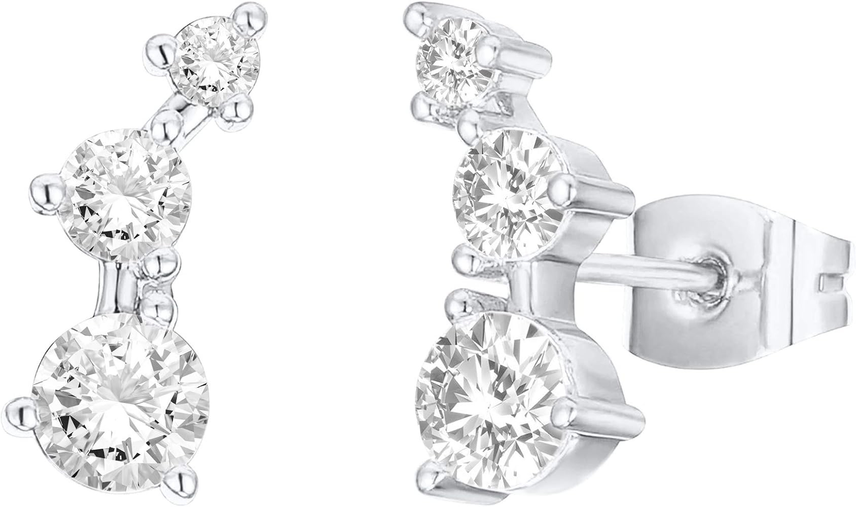 PAVOI 14K Gold Plated Cubic Zirconia Ear Crawler Earrings - Faux Diamond Arrow Ear Climber Fashio... | Amazon (US)