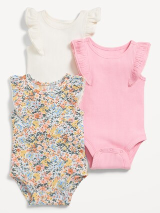 Printed Short-Sleeve Ruffle-Trim Bodysuit 3-Pack for Baby | Old Navy | Old Navy (US)