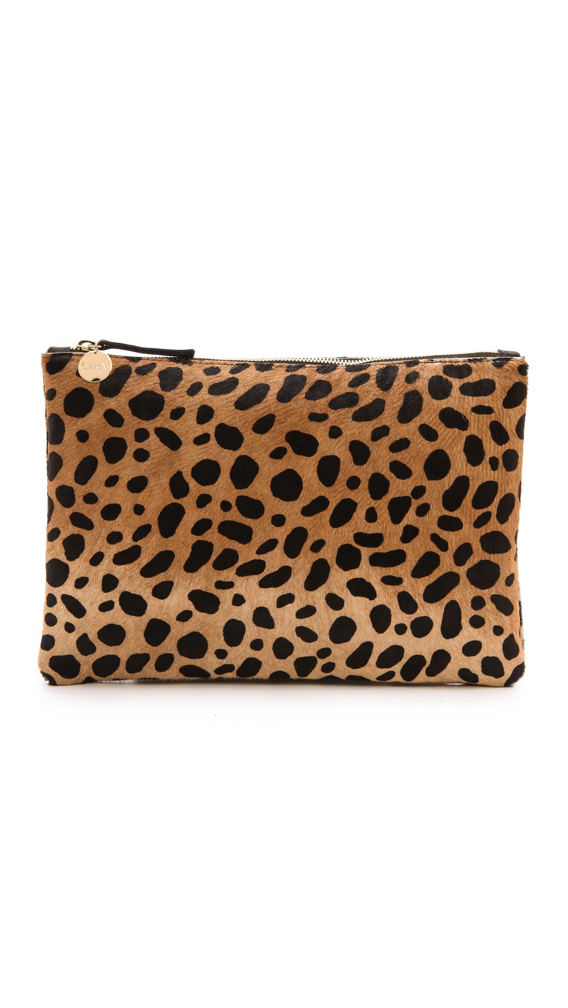 Leopard Flat Haircalf Clutch | Shopbop